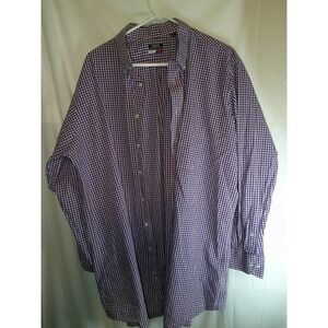 IZOD Stretch‎ Button Down Shirt Tall Gingham Checkered Long Sleeve 18 35/36 Tall
